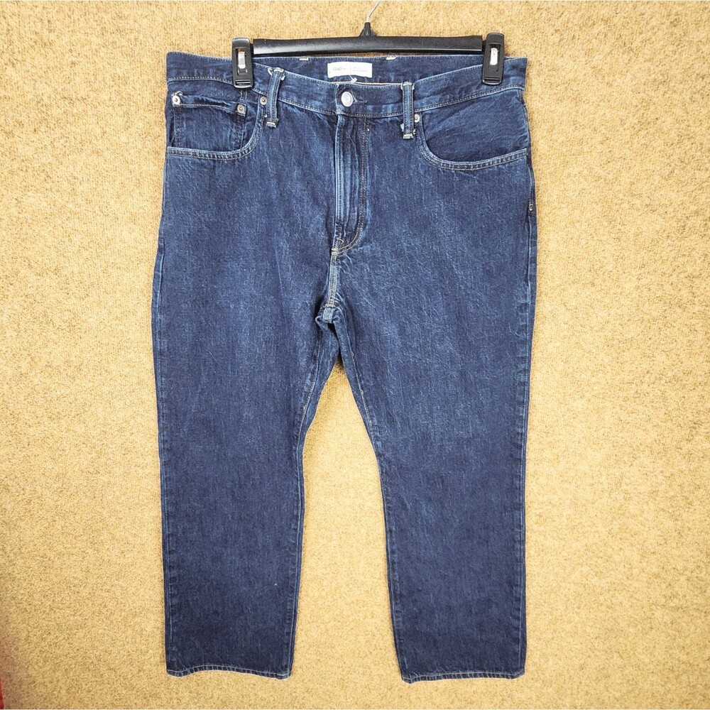 Gap 1969 Standard Men Jeans 36x30 Blue Denim Cotton Dark Wash Pockets 11" Rise